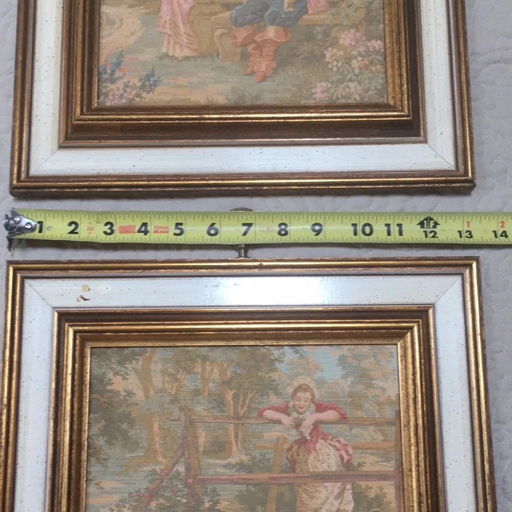 2 Vintage Tapestry Pictures Romantic Victorian Wall Art Sungott Art Studios NY